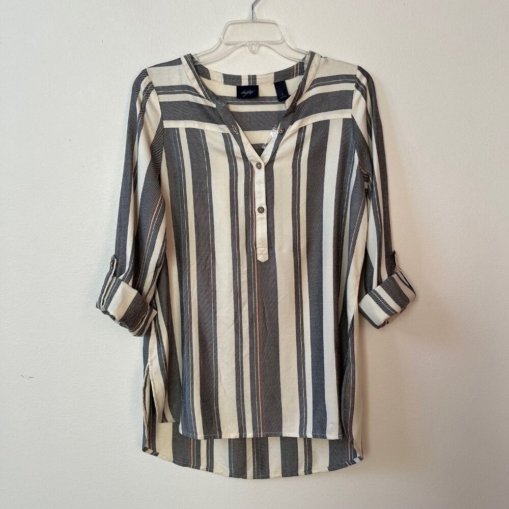 Daytrip from Buckle Henley Long Sleeve Striped Long Shirt